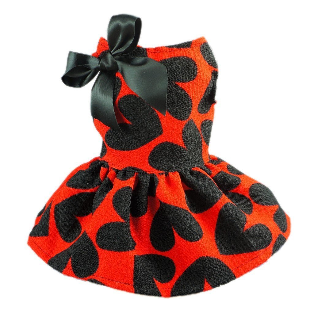 Fitwarm Adorable Sweat Heart Ribbon Pet Dog Dress Clothes Shirts, Red