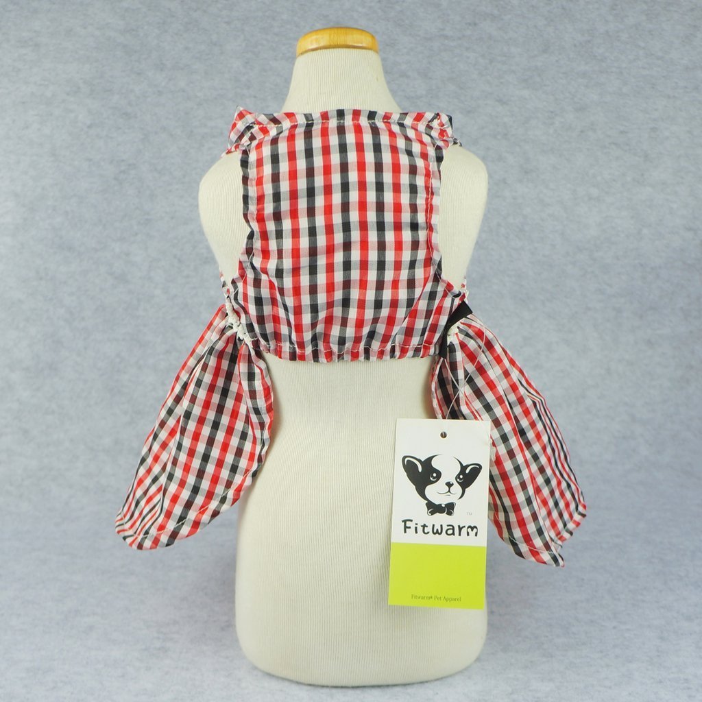 Fitwarm Collegiate Dog Dress Pet Shirts Casual Plaid Clothes Cat Apparel, Red 6