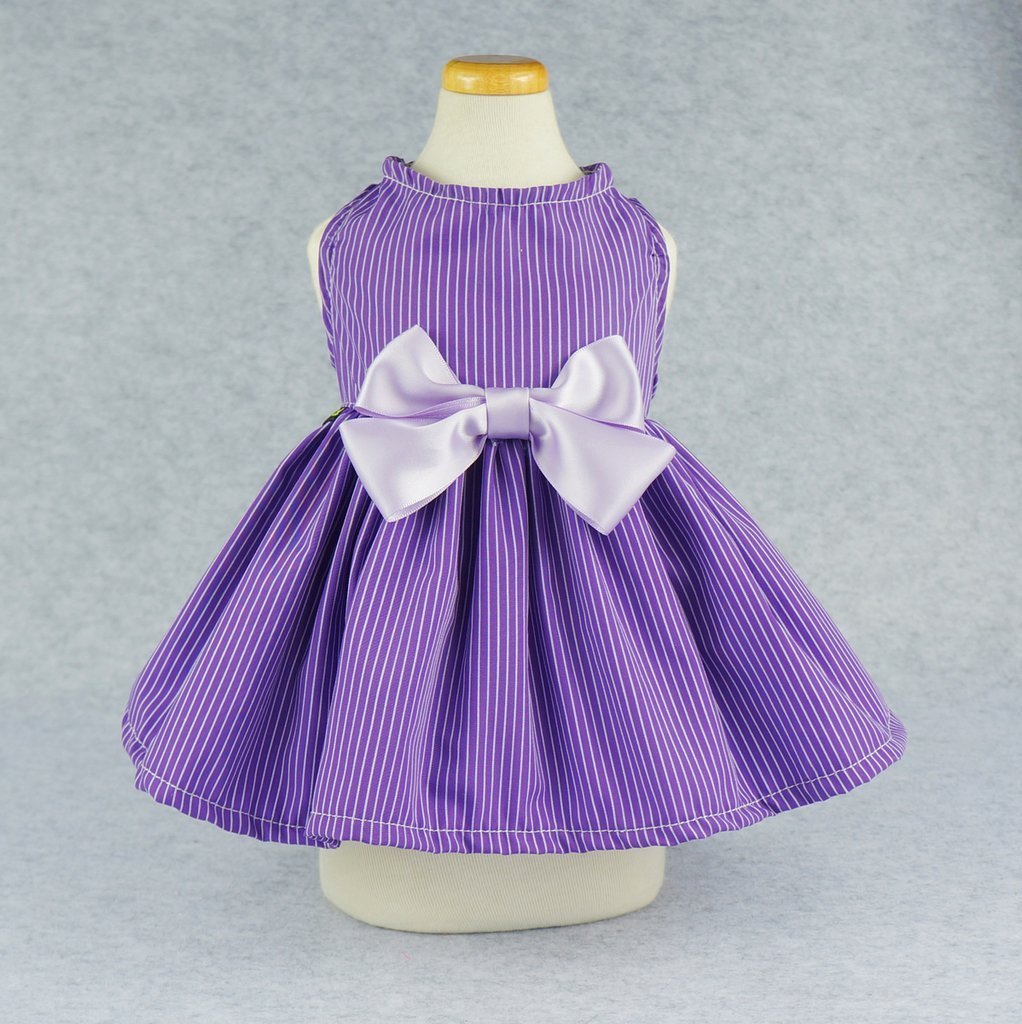 Fitwarm Elegant Dog Dress Pet Clothes Striped Shirts Cat Apparel, Purple 2