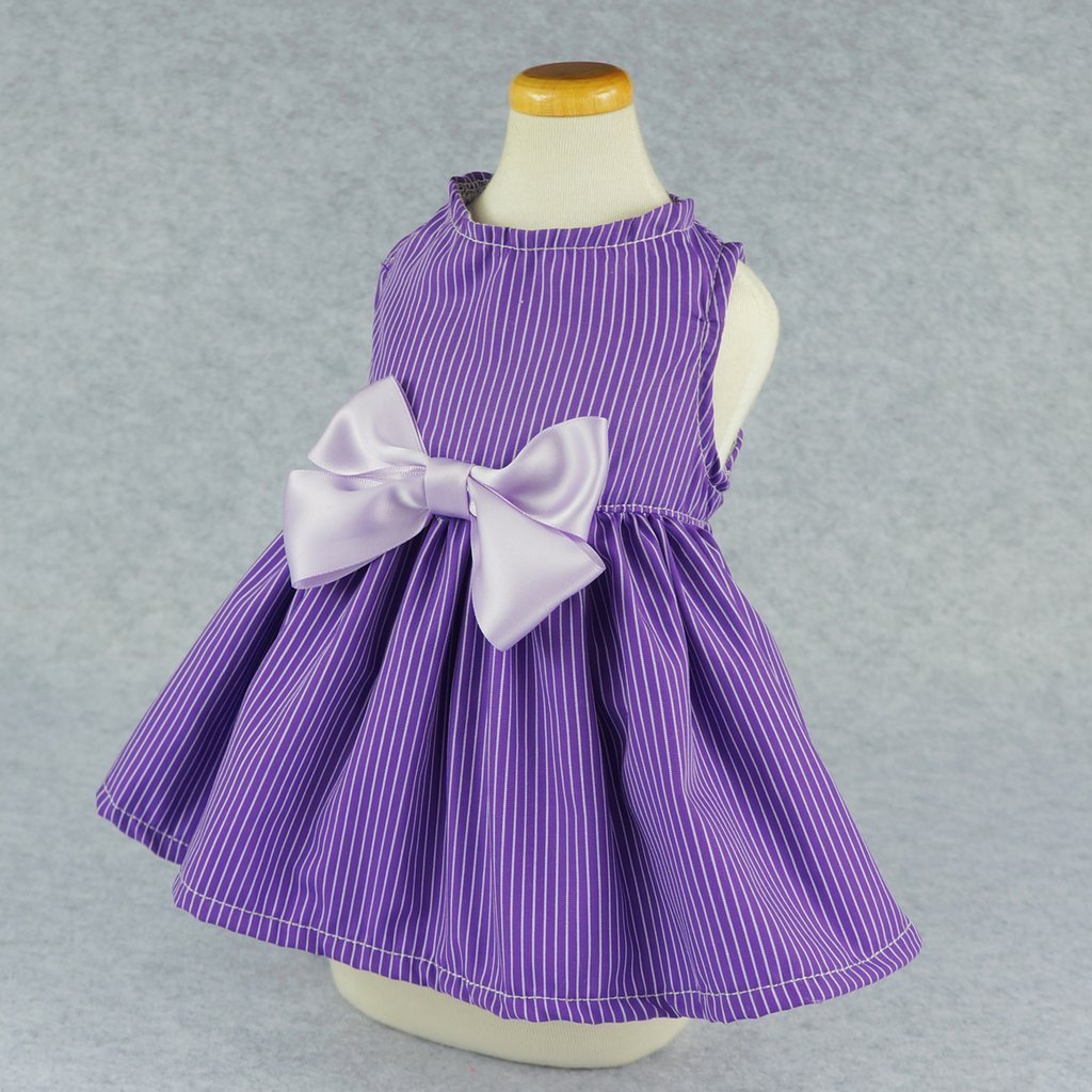 Fitwarm Elegant Dog Dress Pet Clothes Striped Shirts Cat Apparel, Purple 3