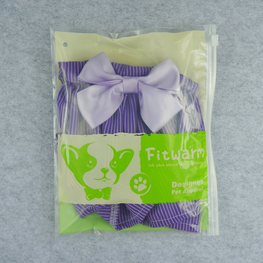 Fitwarm Elegant Dog Dress Pet Clothes Striped Shirts Cat Apparel, Purple 6