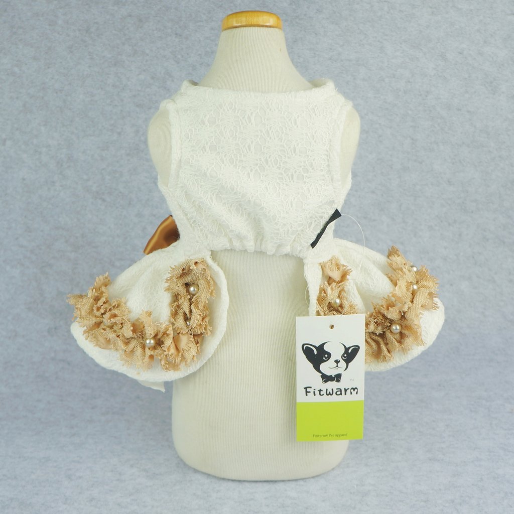 Fitwarm Elegant Lace Pet Clothes for Dog Dress Wedding Apparel Shirts, White 5