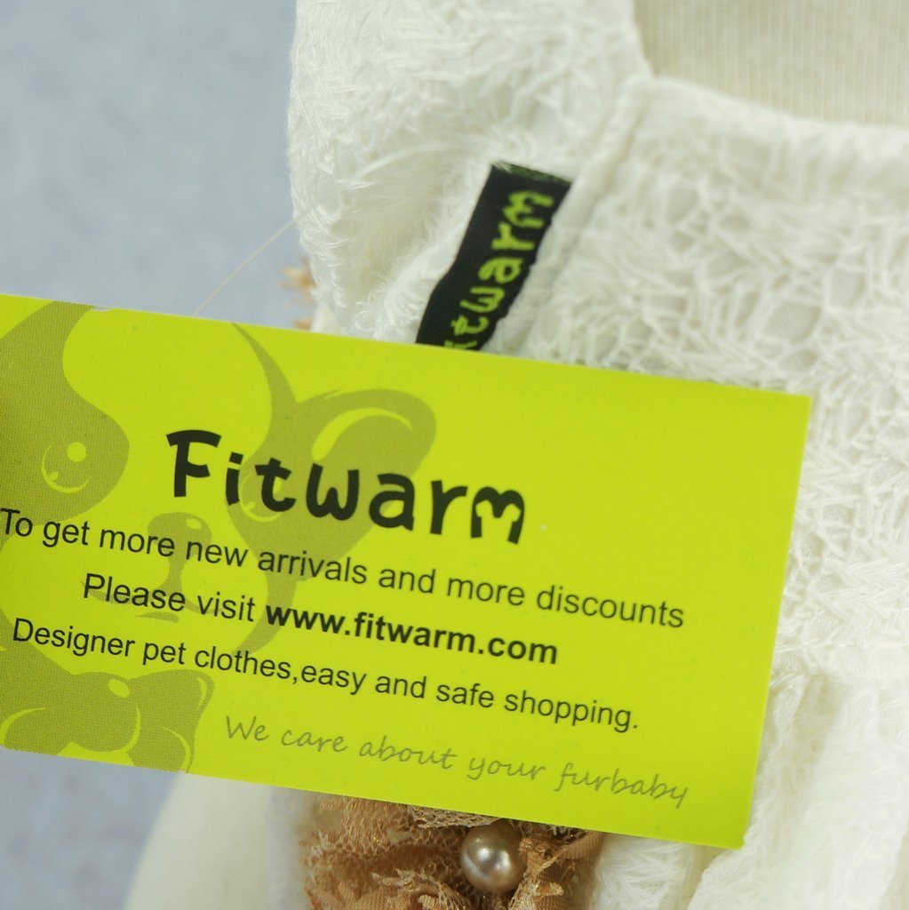 Fitwarm Elegant Lace Pet Clothes for Dog Dress Wedding Apparel Shirts, White 6