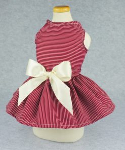 Fitwarm Fashion Dog Dress Pet Clothes Striped Shirts Cat Apparel, Red 3