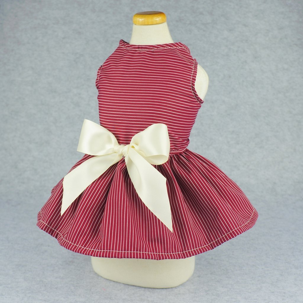 Fitwarm Fashion Dog Dress Pet Clothes Striped Shirts Cat Apparel, Red 3