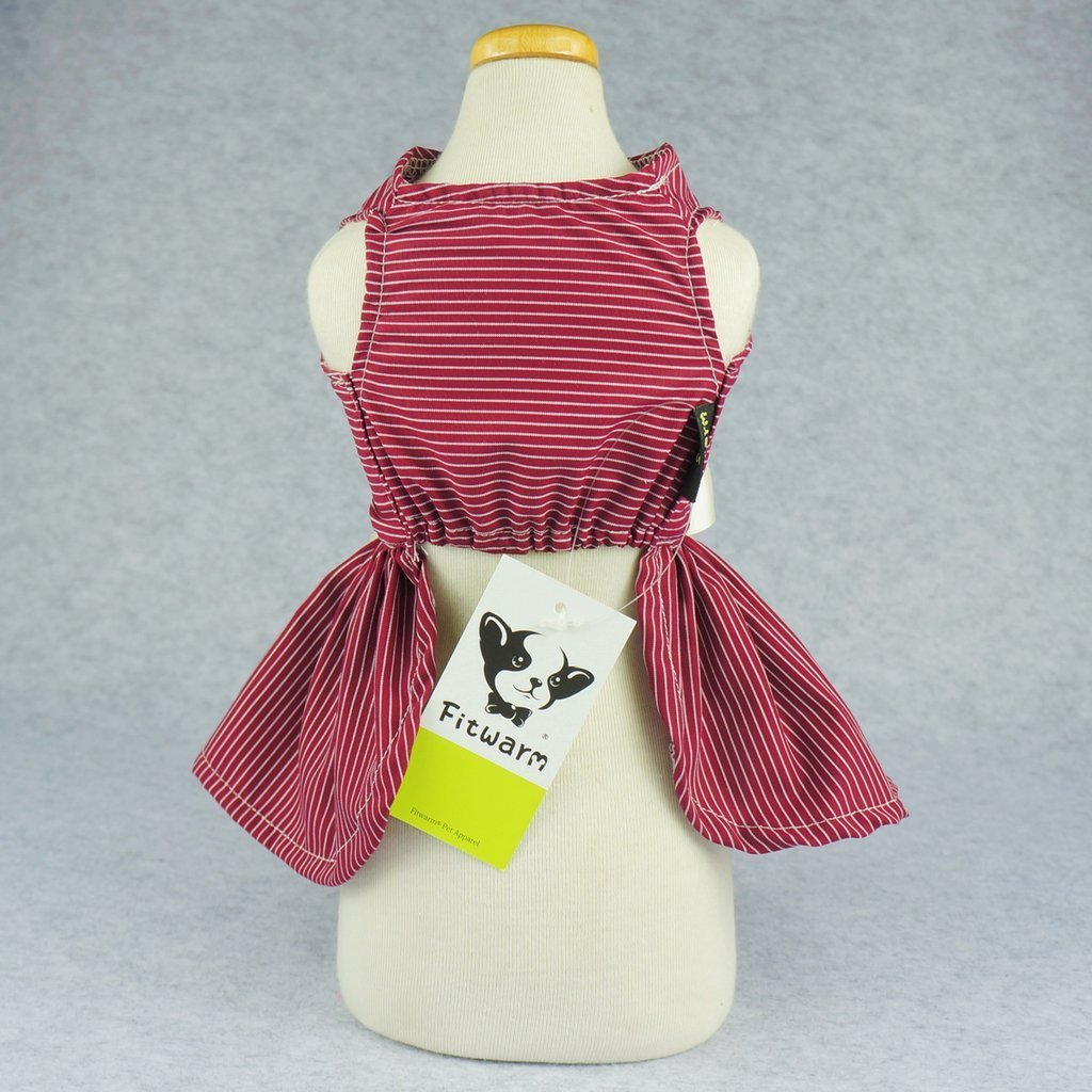 Fitwarm Fashion Dog Dress Pet Clothes Striped Shirts Cat Apparel, Red 6