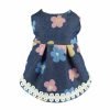Fitwarm Sweetie Floral Denim Pet Clothes for Dog Dress Vest Shirts Apparel, Blue