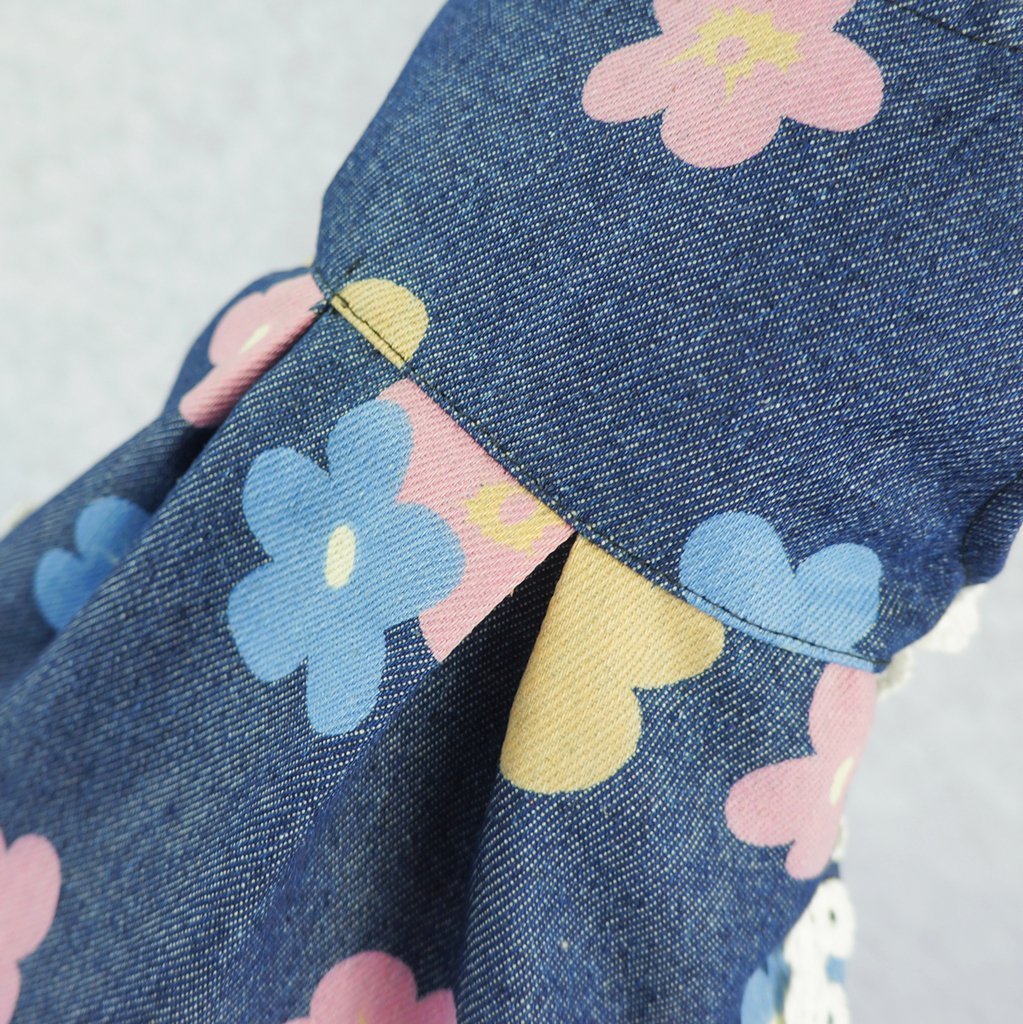 Fitwarm Sweetie Floral Denim Pet Clothes for Dog Dress Vest Shirts Apparel, Blue 2 Fitwarm Sweetie Floral Denim Pet Clothes for Dog Dress Vest Shirts Apparel, Blue 2