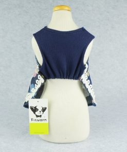 Fitwarm Sweetie Floral Denim Pet Clothes for Dog Dress Vest Shirts Apparel, Blue 6