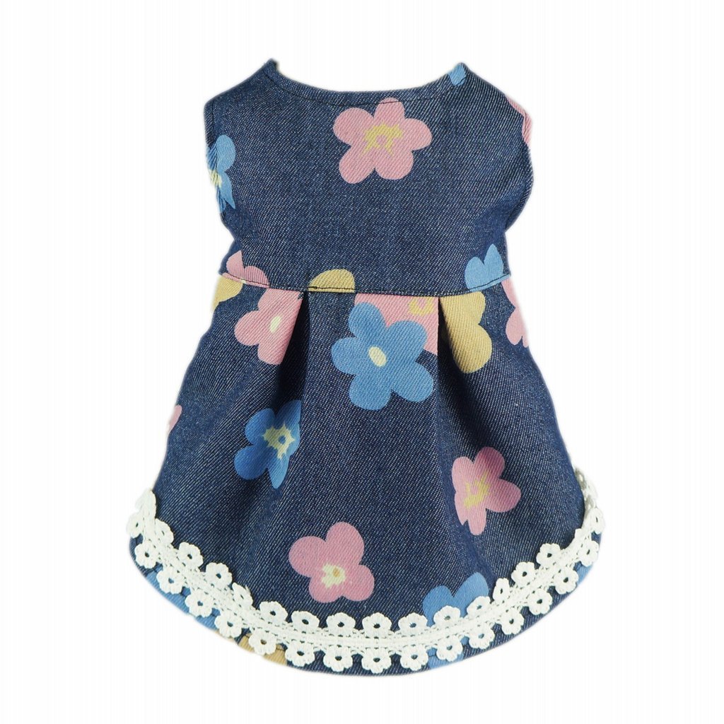 Fitwarm Sweetie Floral Denim Pet Clothes for Dog Dress Vest Shirts Apparel, Blue Fitwarm Sweetie Floral Denim Pet Clothes for Dog Dress Vest Shirts Apparel, Blue