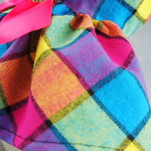 Fitwarm Vintage Plaid Pet Clothes Dog Dress Ribbon Dog Vest Shirts Apparel 6
