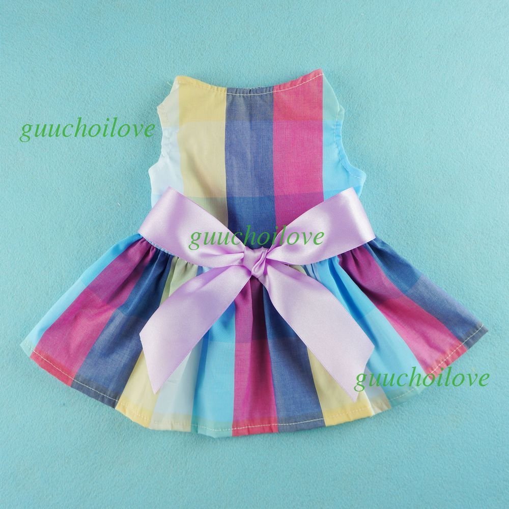 Fitwarm® Adorable Rainbow Ribbon Dog Dress Dog Shirt Dog Clothes Pet Dress 2