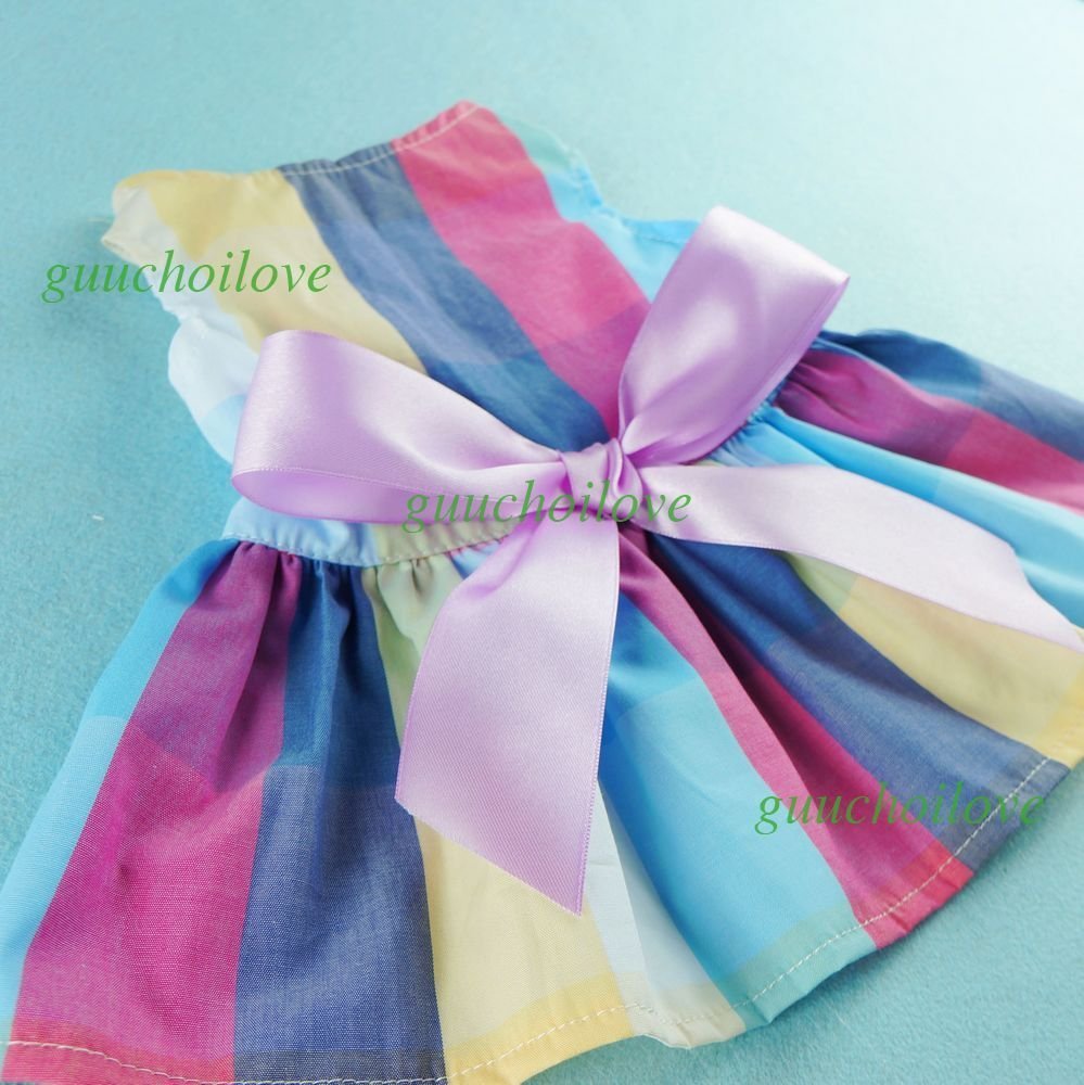 Fitwarm® Adorable Rainbow Ribbon Dog Dress Dog Shirt Dog Clothes Pet Dress 3