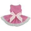 Fitwarm® Casual Pink Plaid Ribbon Pet Clothes Dog Dress Lace Shirts Apparel