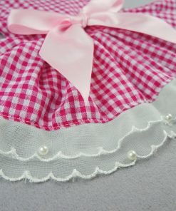 Fitwarm® Casual Pink Plaid Ribbon Pet Clothes Dog Dress Lace Shirts Apparel 3