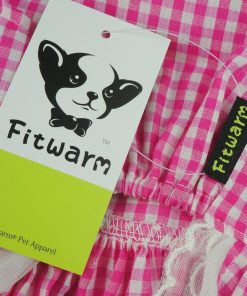 Fitwarm® Casual Pink Plaid Ribbon Pet Clothes Dog Dress Lace Shirts Apparel 5