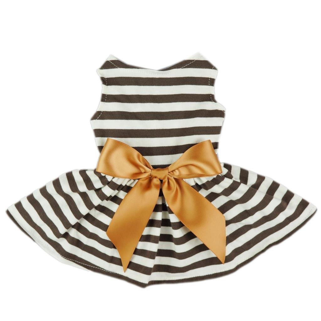 Fitwarm® Comfy Cotton Striped Pet Dress Casual Holiday Dog Shirts Clothes Apparel