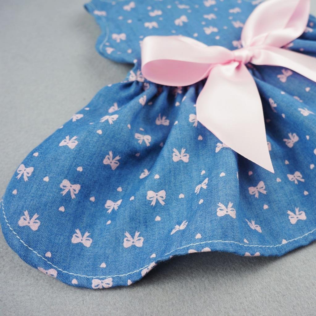 Fitwarm® Sweetie Bows Soft Denim Pet Dog Dress Shirts Clothes Vest Apparel 3