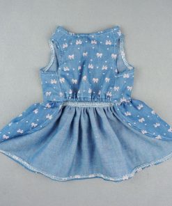Fitwarm® Sweetie Bows Soft Denim Pet Dog Dress Shirts Clothes Vest Apparel 5