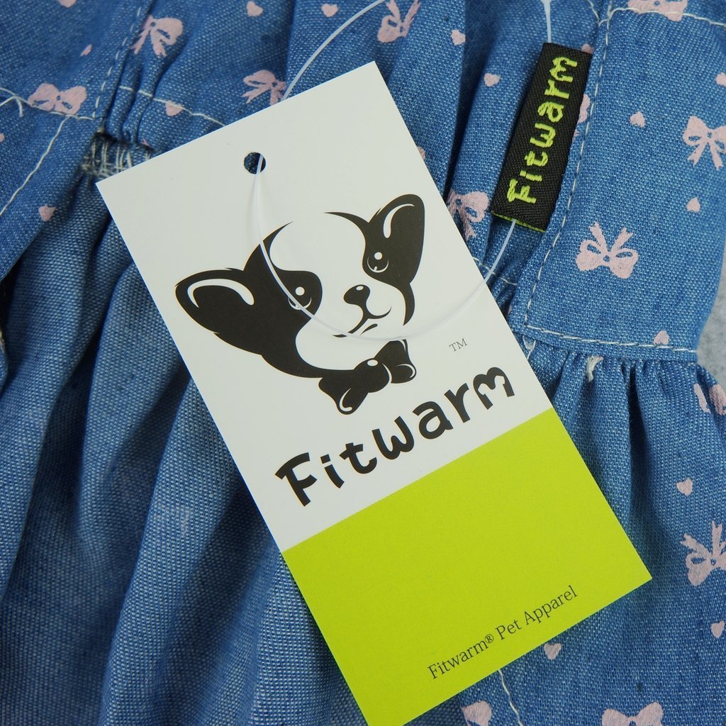 Fitwarm® Sweetie Bows Soft Denim Pet Dog Dress Shirts Clothes Vest Apparel 6