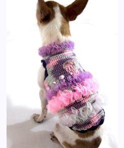 Myknitt Fashion Dog Dresses Cat Pet Boutique Chihuahua Clothes Handmade Crochet Dk906 Free Shipping 3