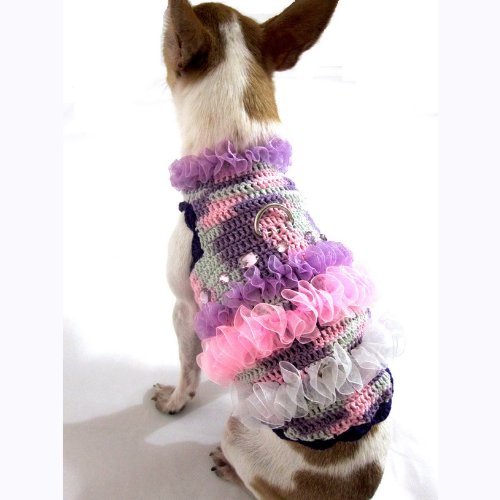 Myknitt Fashion Dog Dresses Cat Pet Boutique Chihuahua Clothes Handmade Crochet Dk906 Free Shipping 3