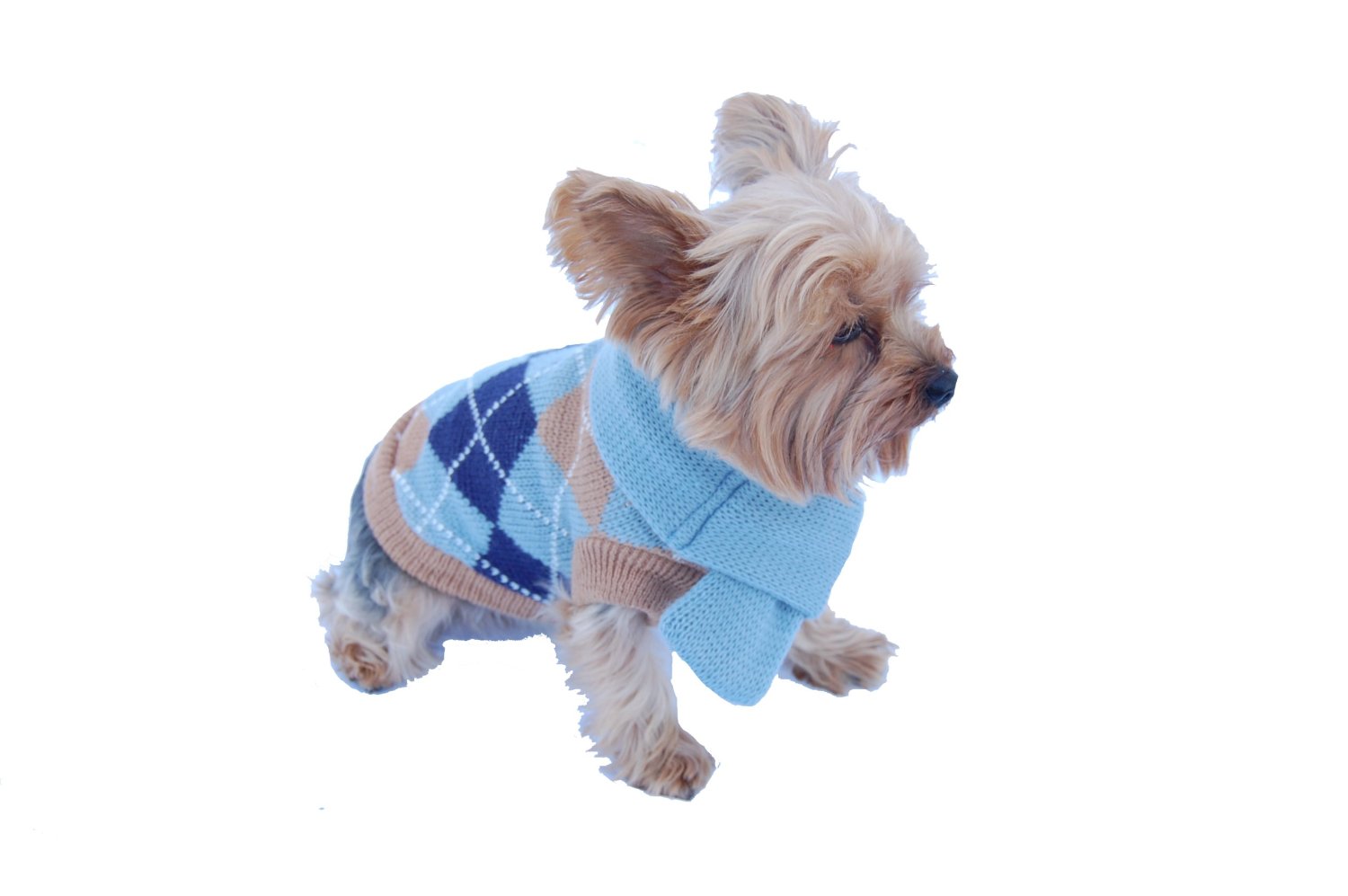 Anima Knit Argyle Sweater with Matching 14-Inch Scarf - Blue-Purple (Large, Medium, Small, Extra Small)