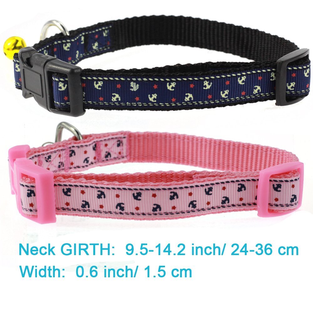 Cool Gentle Cat Kitten Dog Puppy Leading Leash and Collar Set Anchor Images for Cats Dogs Pets, 2 Pack 2