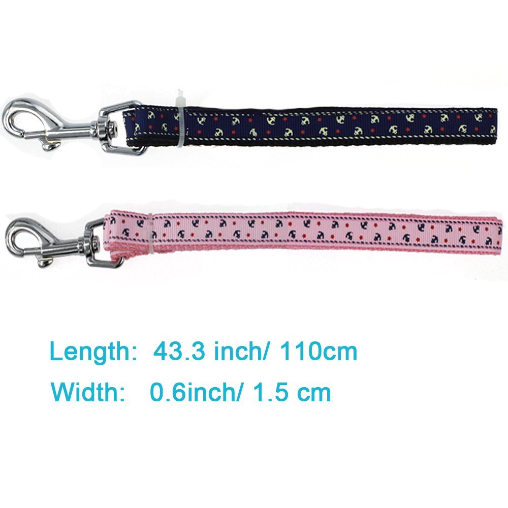 Cool Gentle Cat Kitten Dog Puppy Leading Leash and Collar Set Anchor Images for Cats Dogs Pets, 2 Pack 3