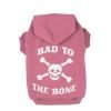 EXPAWLORER BAD TO THE BONE Printed Skull Cat Fleece Sweatershirt Dog Hoodies