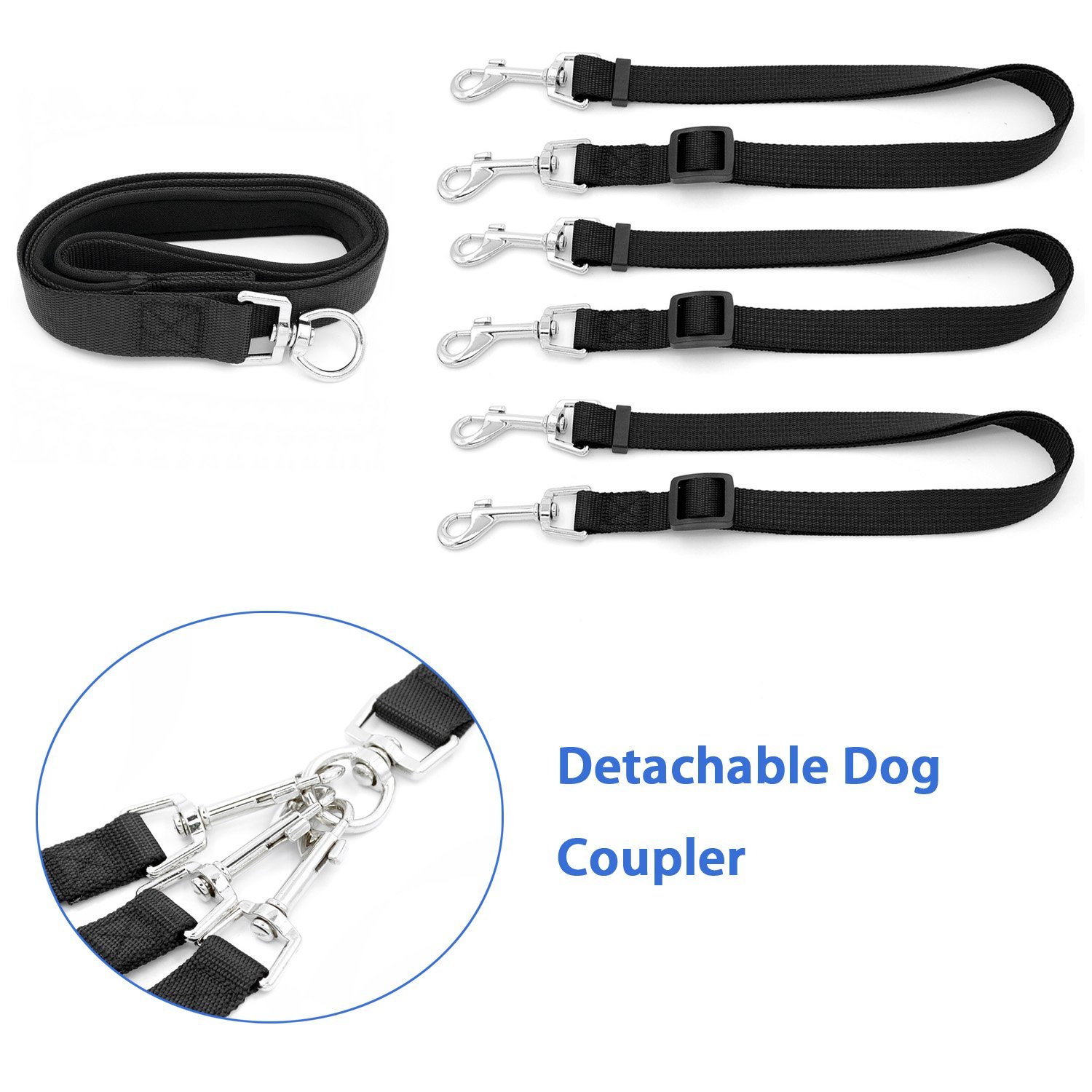 Pet Supplies for Dog Leashes - Mopaclle Premium Three Way Dog Leash With Adjustable Detachable Dog Coupler 5