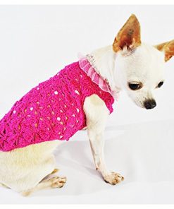 Pink Dog Clothes Fancy Pet Apparel Crystal Fashion Designer Dog Clothing Handmade Crochet Cute Puppy Clothes Chihuahua Clothing Df17 By Myknitt - Free Shipping 3