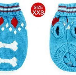 Uxcell Bone Pattern Pet Ribbed Cuff Knitwear Apparel Sweater, XX-Small, Blue 2