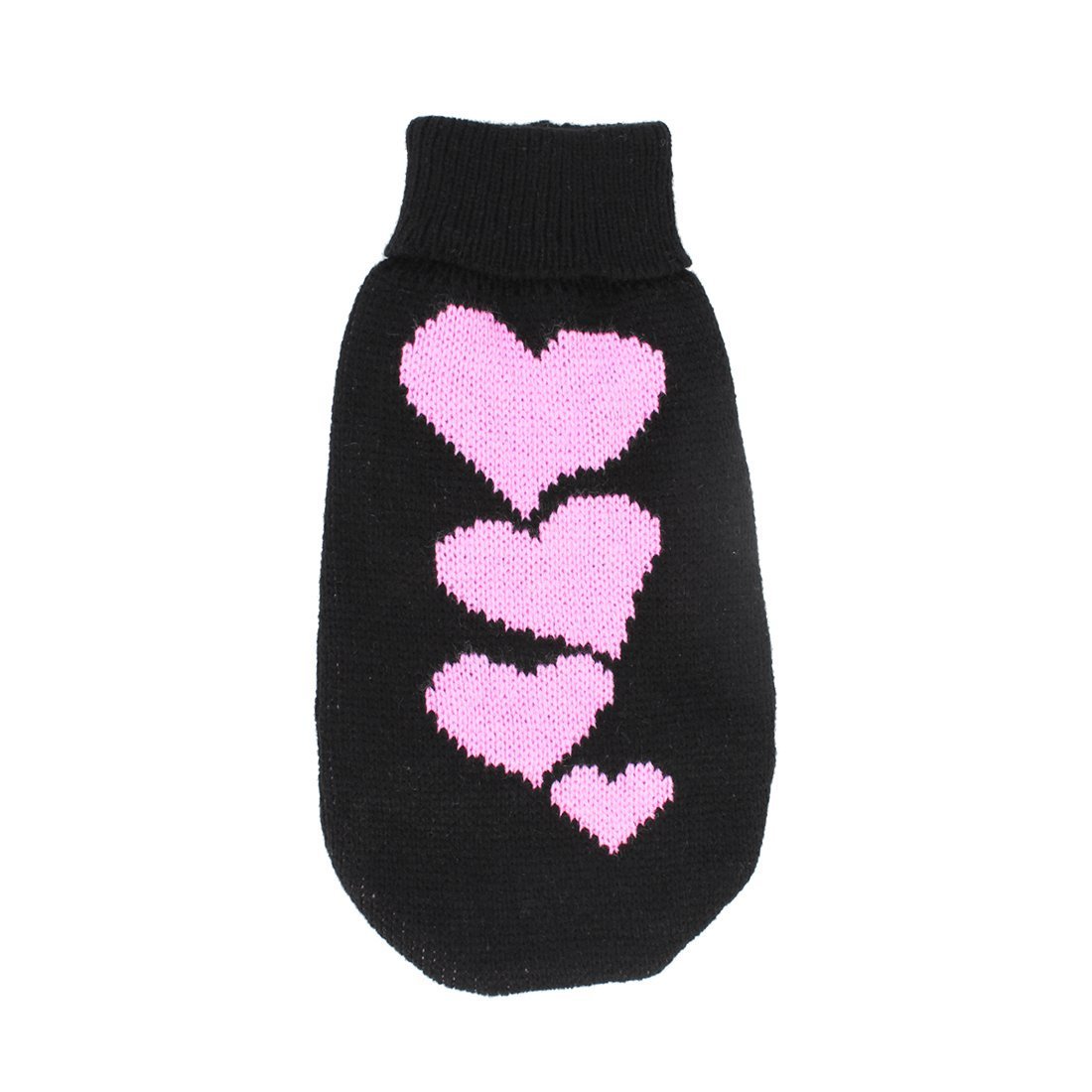 Uxcell Hearts Pattern Pet Puppy Turtleneck Apparel Knitwear Sweater, Size 6, Black