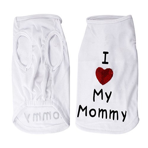 Water & Wood Sequin Heart Decor Chihuahua Dog Clothes Tank Top Vest T Shirt White S Water & Wood Sequin Heart Decor Chihuahua Dog Clothes Tank Top Vest T Shirt White S
