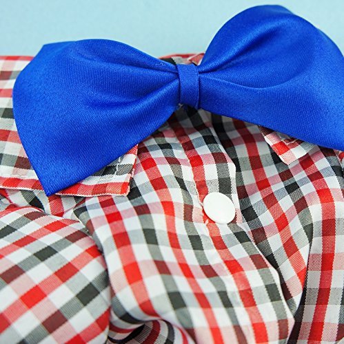 Handsome Casual Dog Plaid Shirt Gentle Dog Western Shirt Dog Clothes Dog Shirt + Bow 2
