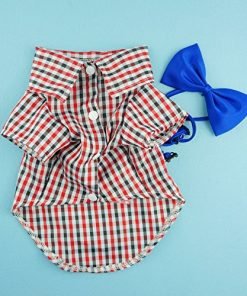 Handsome Casual Dog Plaid Shirt Gentle Dog Western Shirt Dog Clothes Dog Shirt + Bow 4