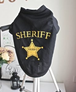 Ollypet Dog Tshirt Sheriff Print Balck Shirt for Small Pets Vest 4