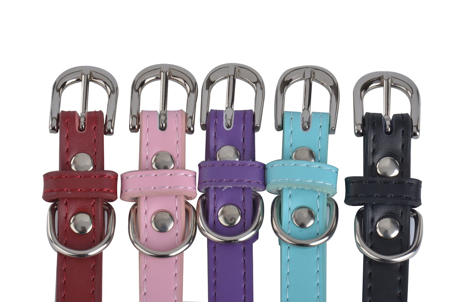 BINGPET BA2006 Real Split Leather Studded Pet Dog Collar 5
