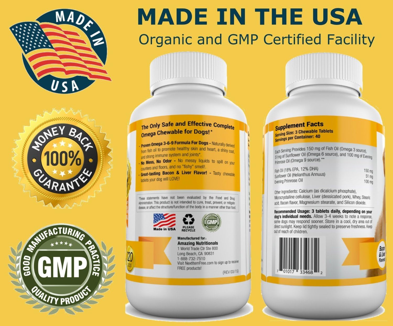 Amazing Combo Omega-3 Fish Oil and Turmeric Curcumin for Dogs - Pure All-Natural Pet Antioxidant-6