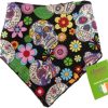 Dimples Dog Bandana - Black Mexican Skulls (handmade for all sizes and breeds)