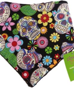 Dimples Dog Bandana - Black Mexican Skulls (handmade for all sizes and breeds)