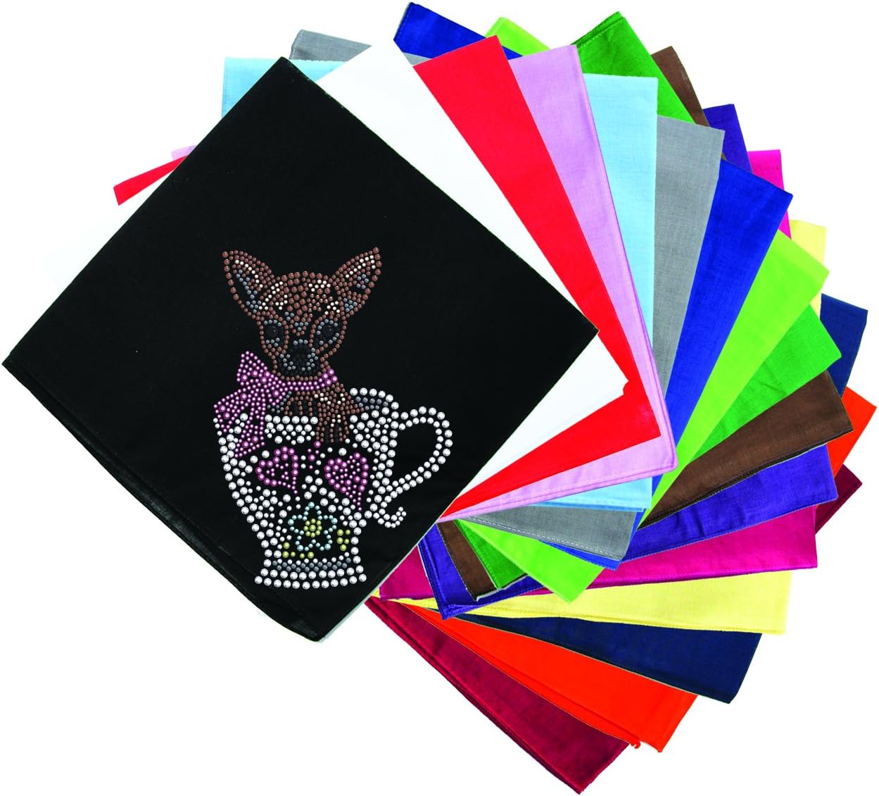 Dog in the Closet, Chihuahua in Teacup - Rhinestone Dog Bandana - Choice of Color - 2