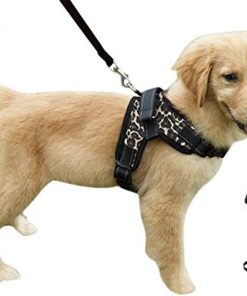 Heavy Duty Adjustable Pet Puppy Dog Safety Harness with Leash Lead Set Reflective No-Pull Breathable Padded Dog Leash Collar Chest Harness Vest with Handle for Small Medium Large Dogs Training Walking
