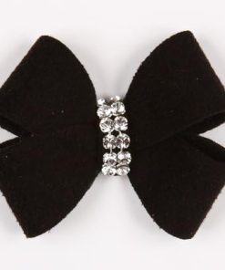 Nouveau Bow Ultrasuede Dog Hair Bow w Crystals by Susan Lanci Designs