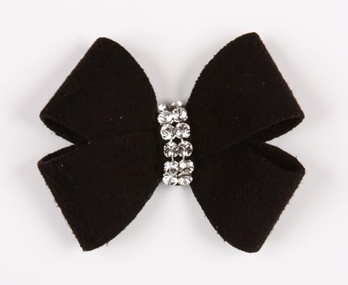 Nouveau Bow Ultrasuede Dog Hair Bow w Crystals by Susan Lanci Designs