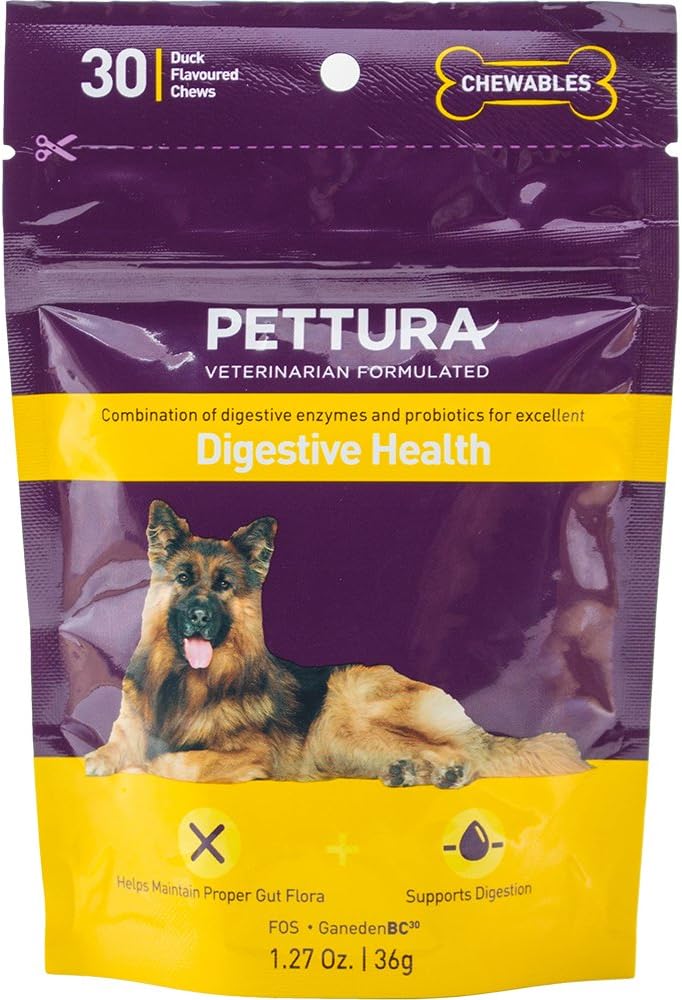 Pettura - Digestive Health, A Combination of Digestive Enzymes, Prebiotics & Probiotics, 30 Chews-1