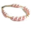 SACAS Pink Pearl W Golden Leaf Dog Necklace size 6 Inch