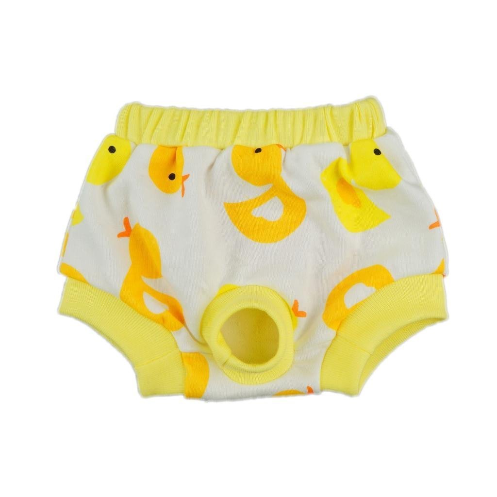 Fitwarm Cute Duck Washable Cotton Dog Diaper Pet Female Sanitary Pant Clothes Apparel