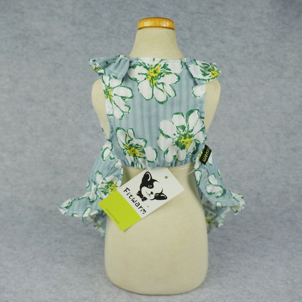 Fitwarm Floral Ribbon Pet Clothes for Dog Dresses Vest Shirts Sundress Blue 5